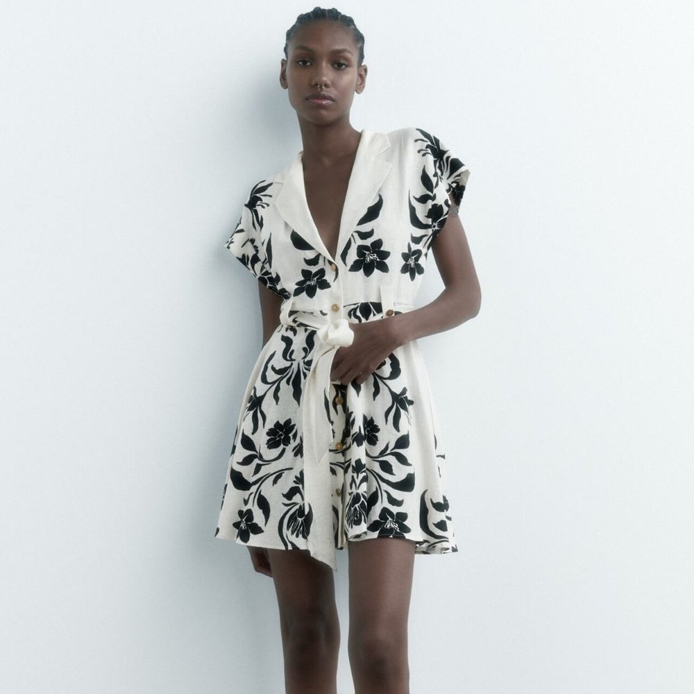 Zara Printed Linen Dress